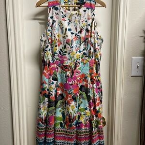 Maggy London Colorful Floral Sleeveless Midi Dress